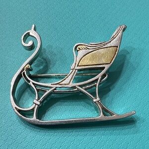 Elegant MMA Large Sterling Antique Style Sleigh Brooch
